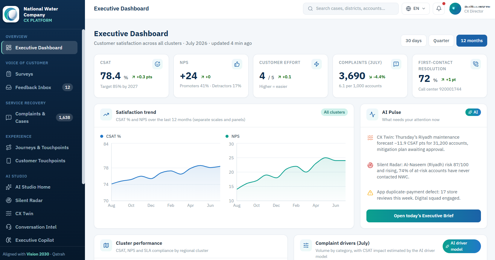 CX Platform executive dashboard