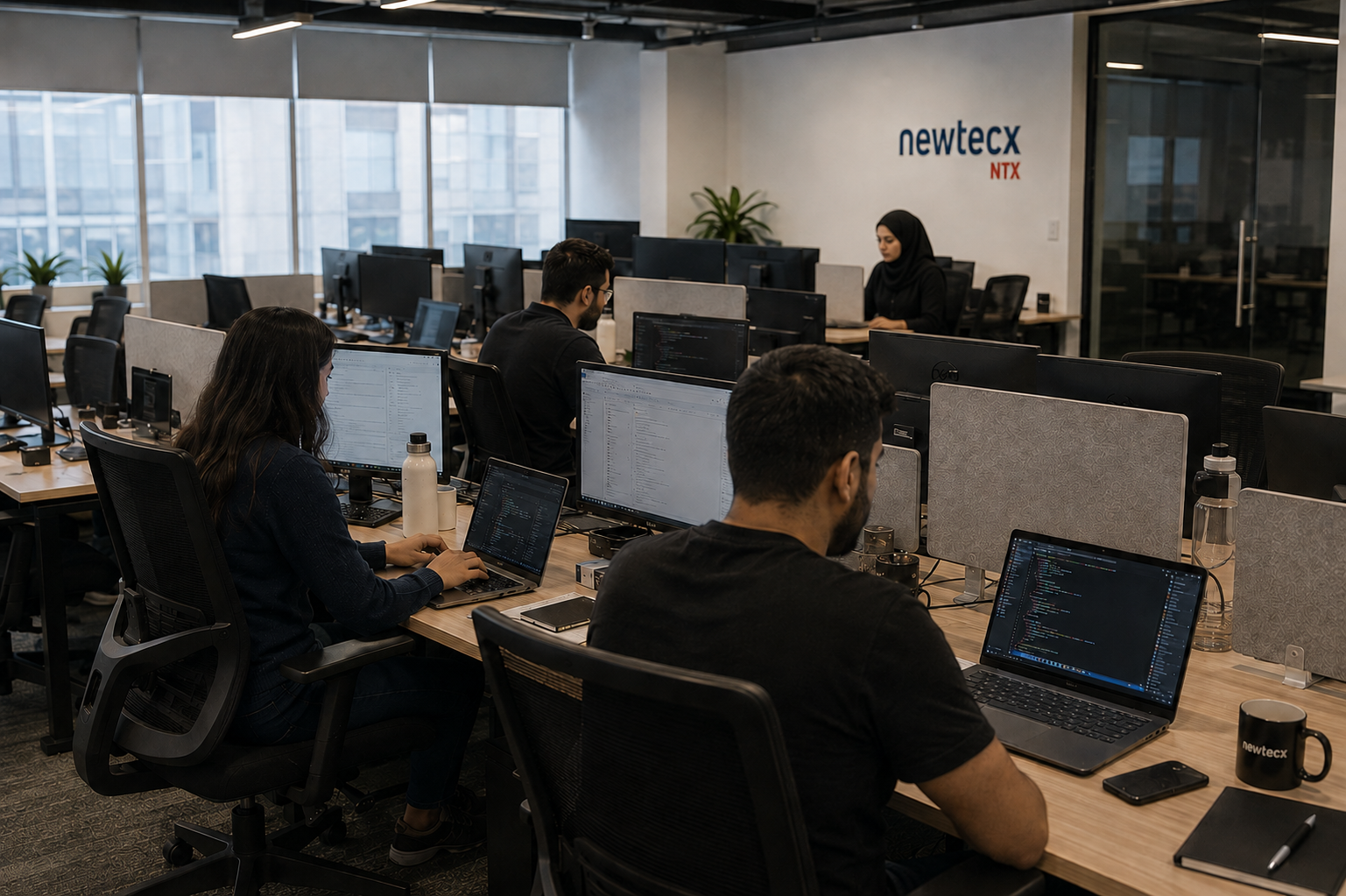 The Newtecx engineering team at work in the Doha office